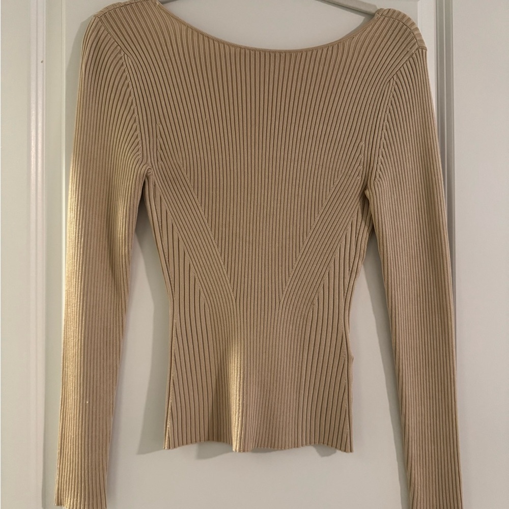 Banana Republic Beige Ribbed Knit Top